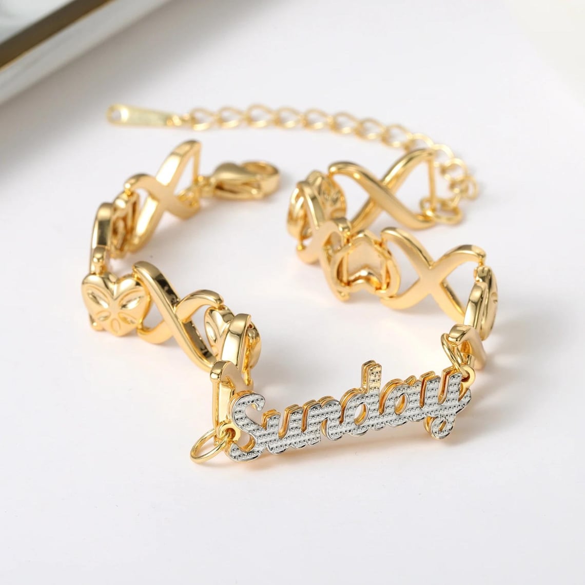 Custom XOXO Chain Double Plated Name Bracelet