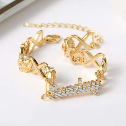 Custom XOXO Chain Double Plated Name Bracelet