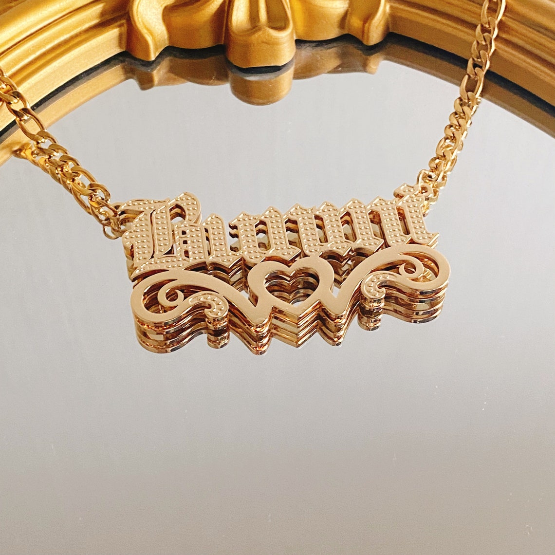 Old English Font Double Plated Name Necklaces