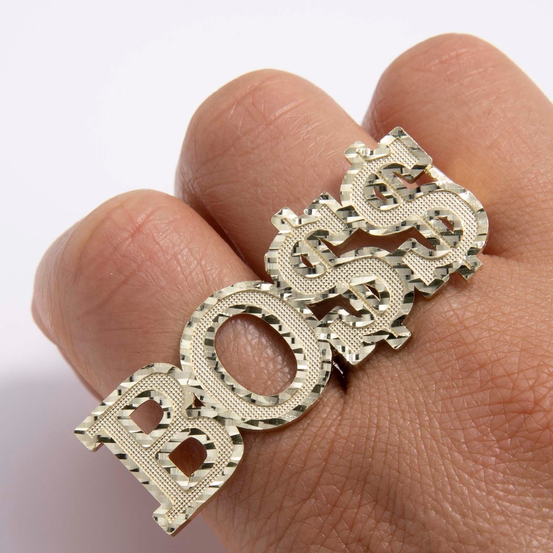 Diamond Cut BOSS Two Finger Ring
