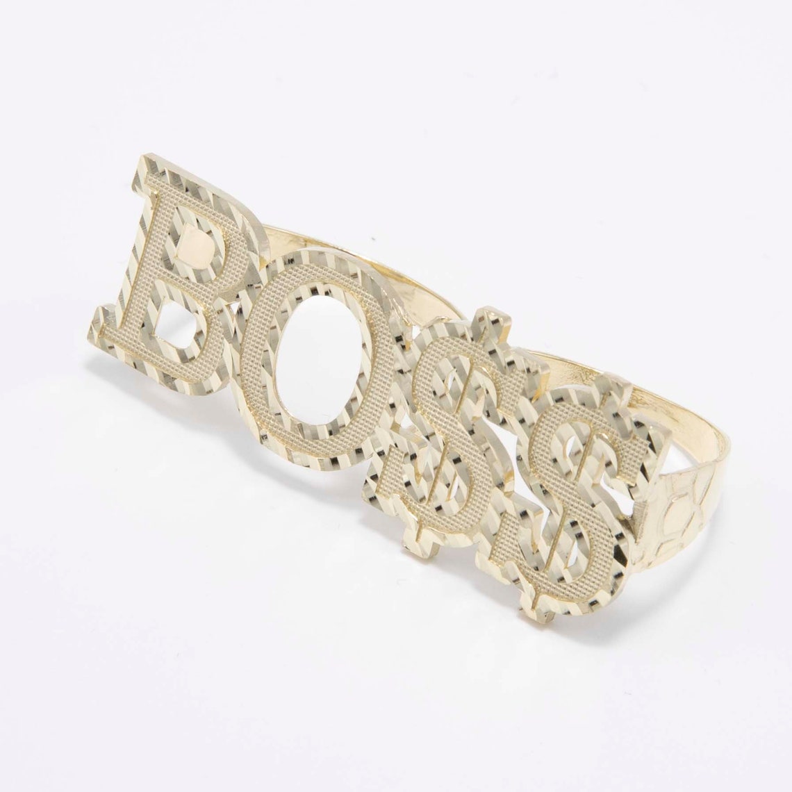 Diamond Cut BOSS Two Finger Ring