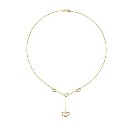 High Polished Heart Charm Drop Necklace