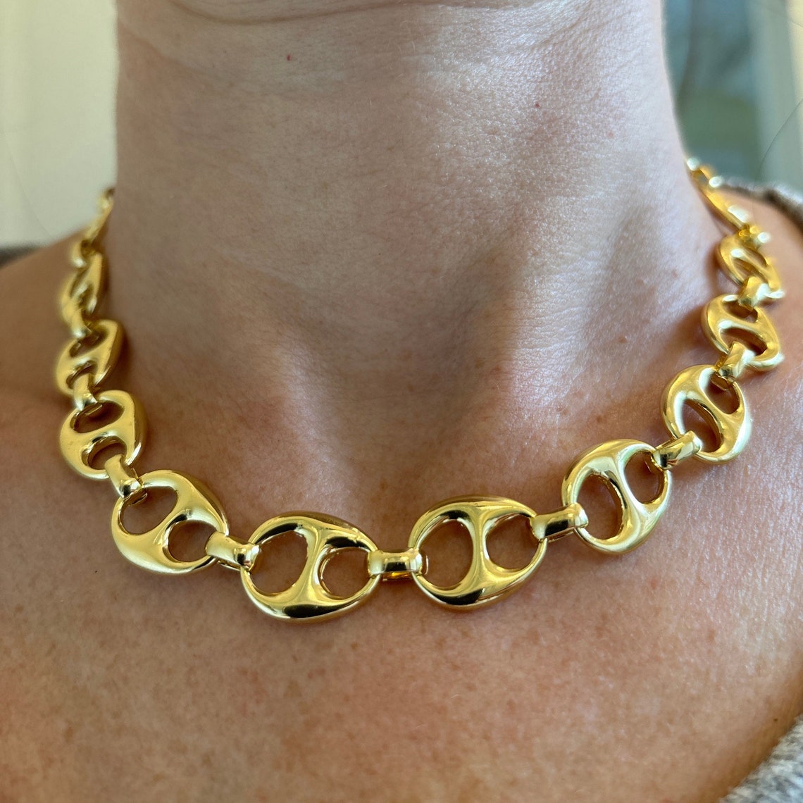 Puffed Mariner Anchor Stainless Steel Necklace