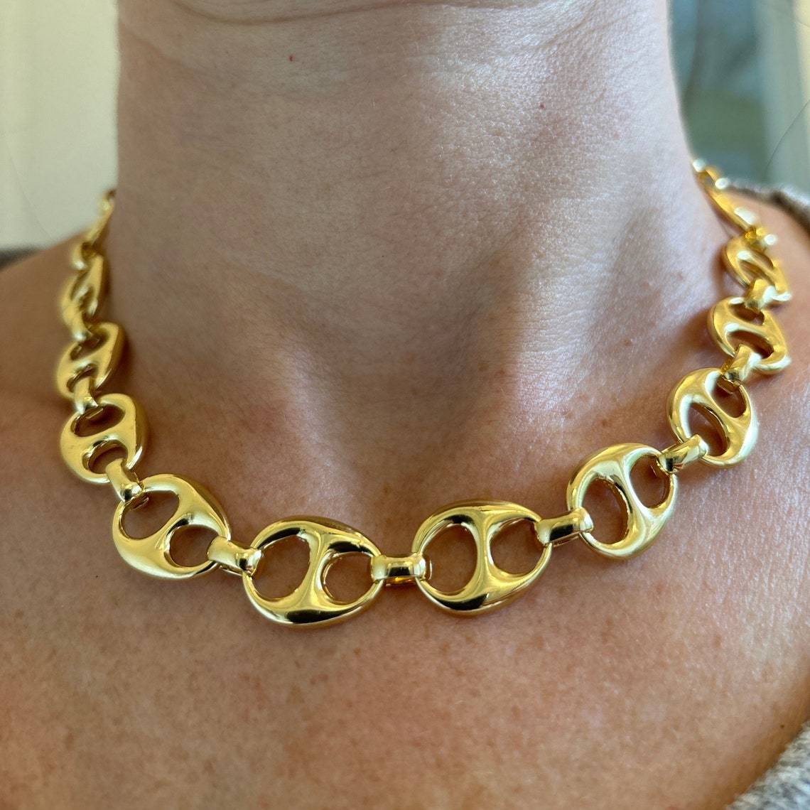 Puffed Mariner Anchor Stainless Steel Necklace