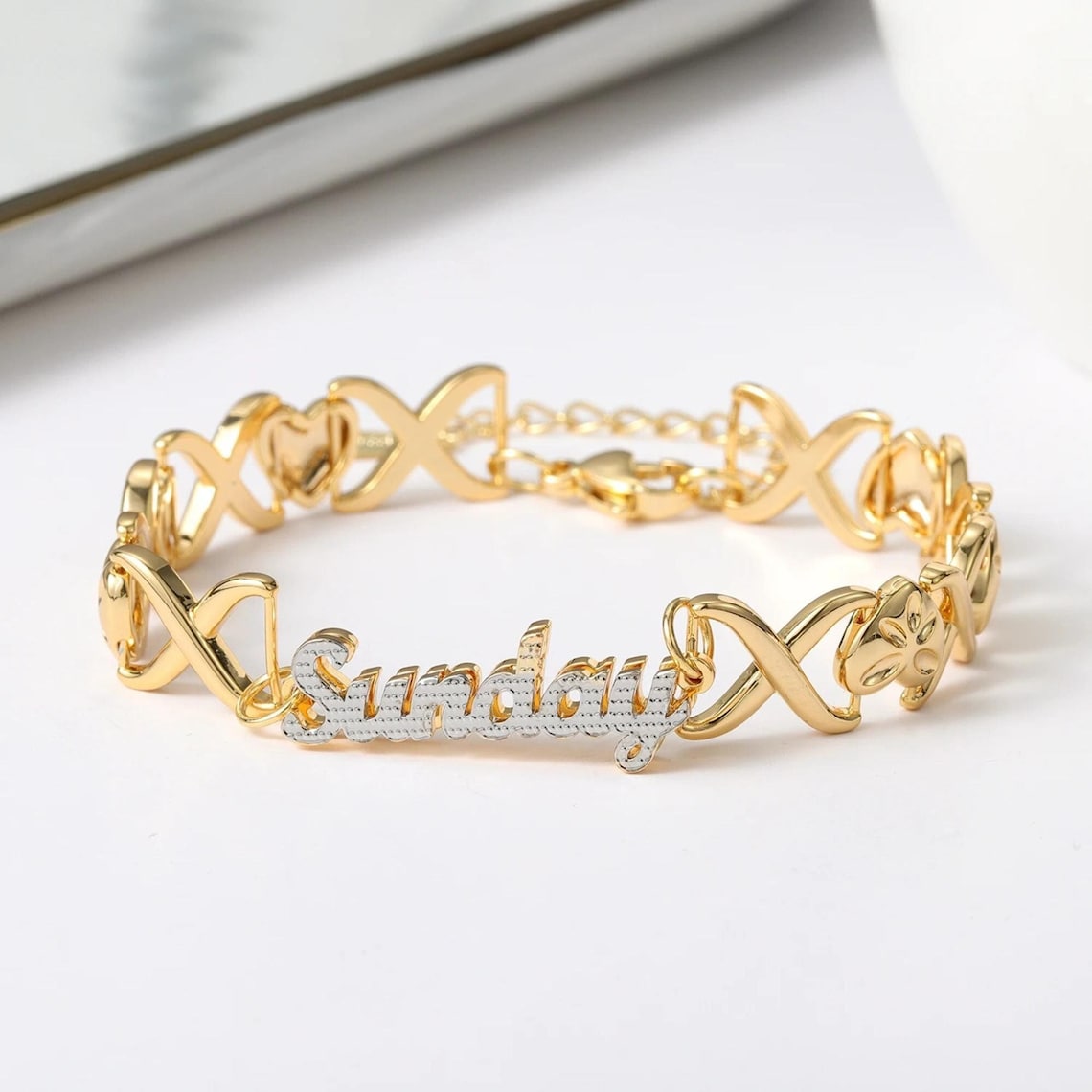 Custom XOXO Chain Double Plated Name Bracelet