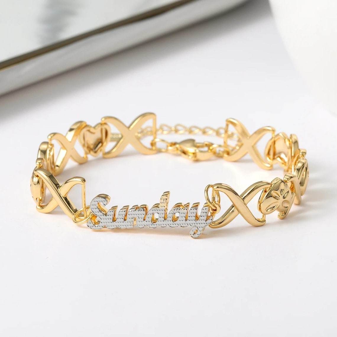Custom XOXO Chain Double Plated Name Bracelet