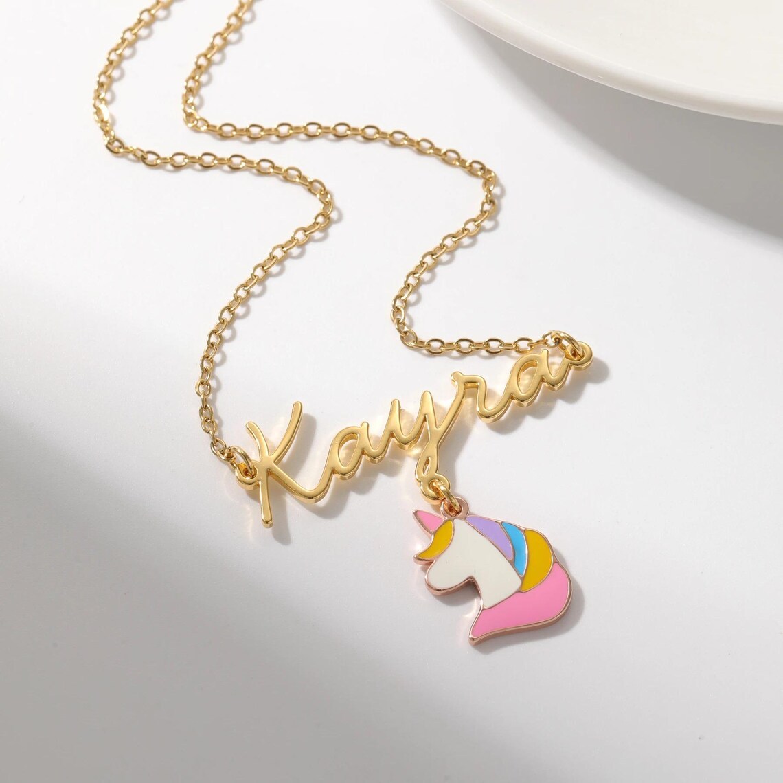 Unicorn Charm Name Necklace