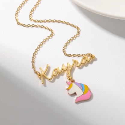 Unicorn Charm Name Necklace