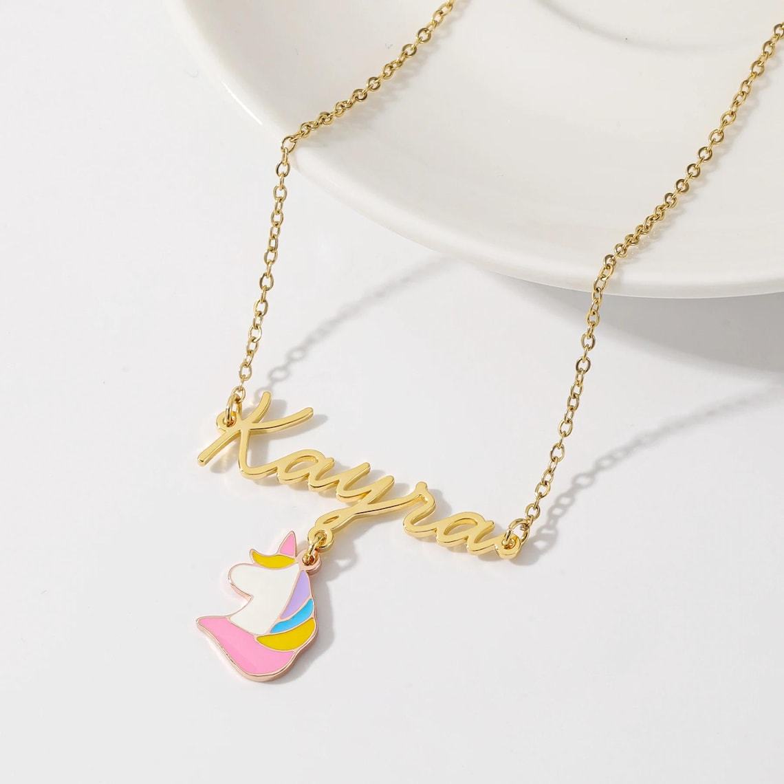 Unicorn Charm Name Necklace