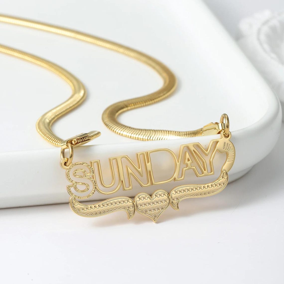 Snake Chain Hollw Name Necklace