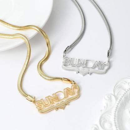 Snake Chain Hollw Name Necklace