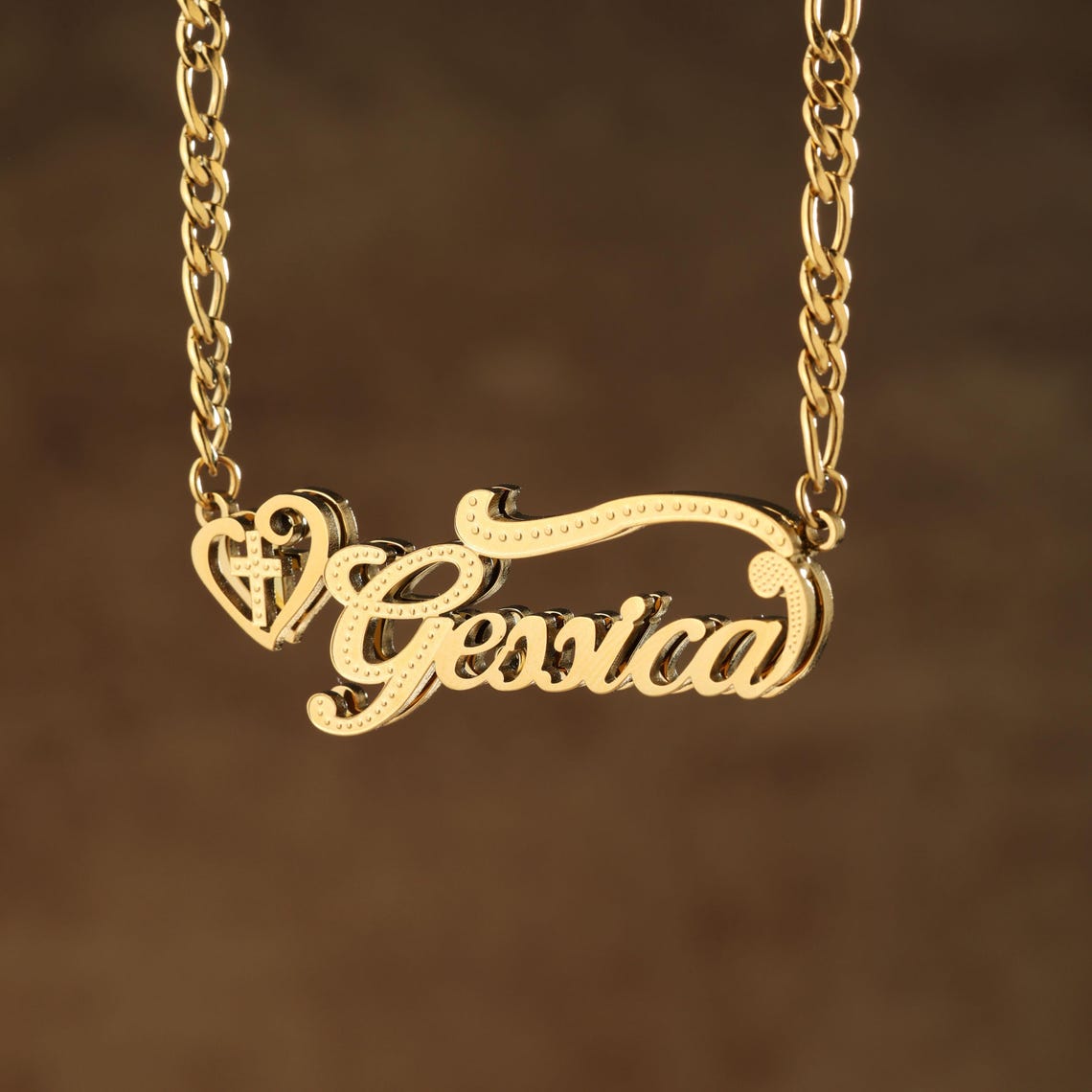 Cuban Chain Double Plate 3D Name Necklace