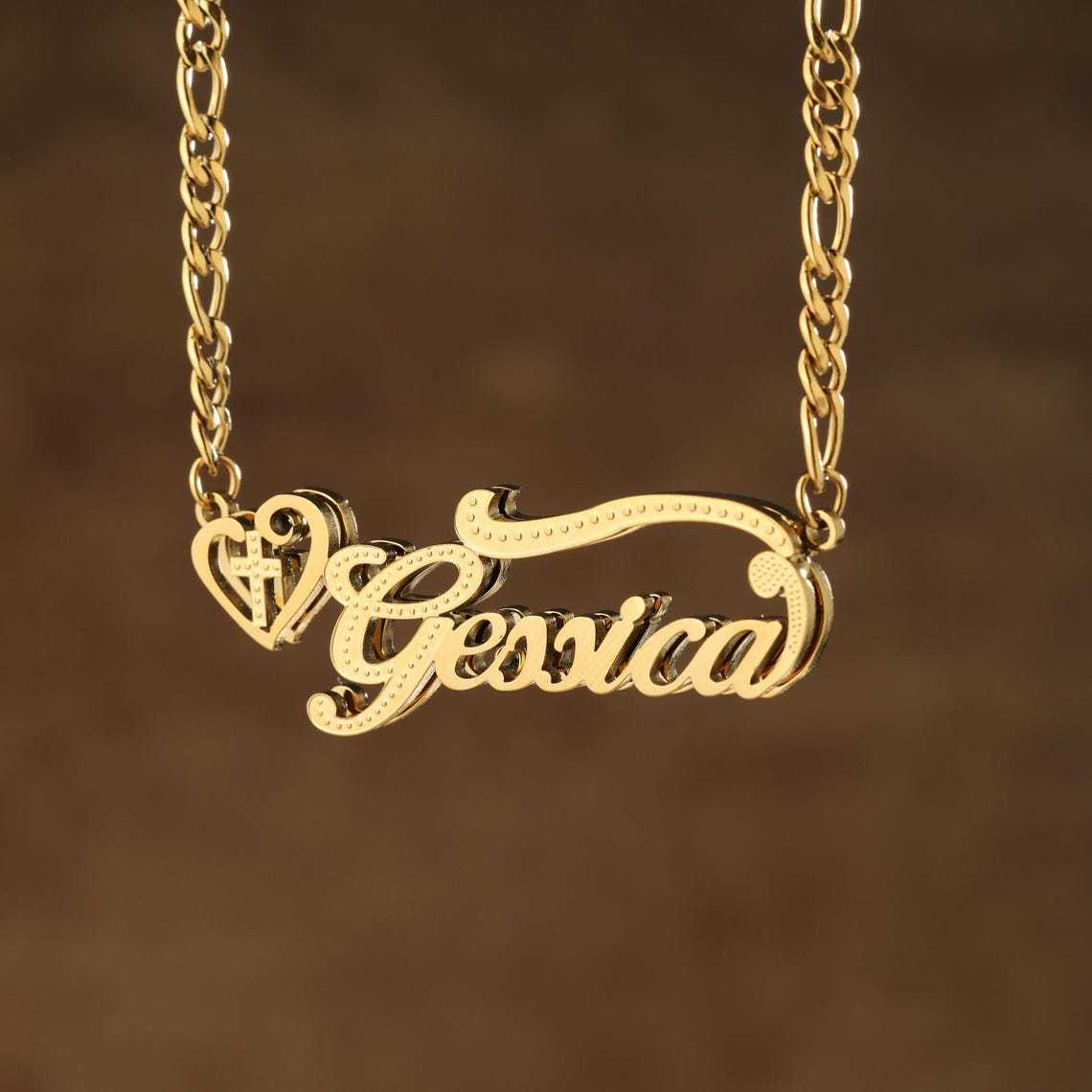 Cuban Chain Double Plate 3D Name Necklace