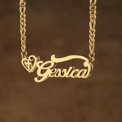 Cuban Chain Double Plate 3D Name Necklace