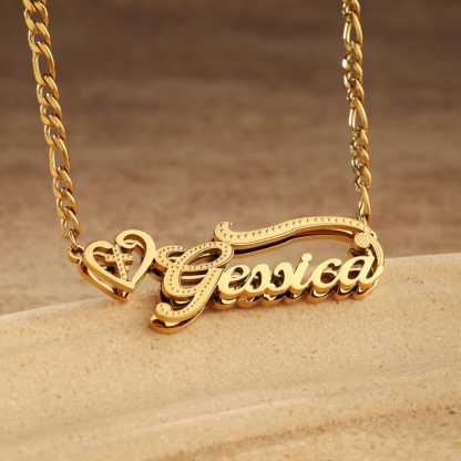 Cuban Chain Double Plate 3D Name Necklace
