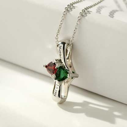 Custom Nameplate Necklace with Birthstone