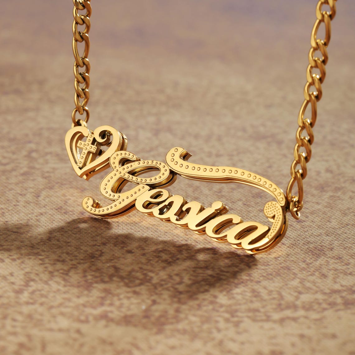 Cuban Chain Double Plate 3D Name Necklace