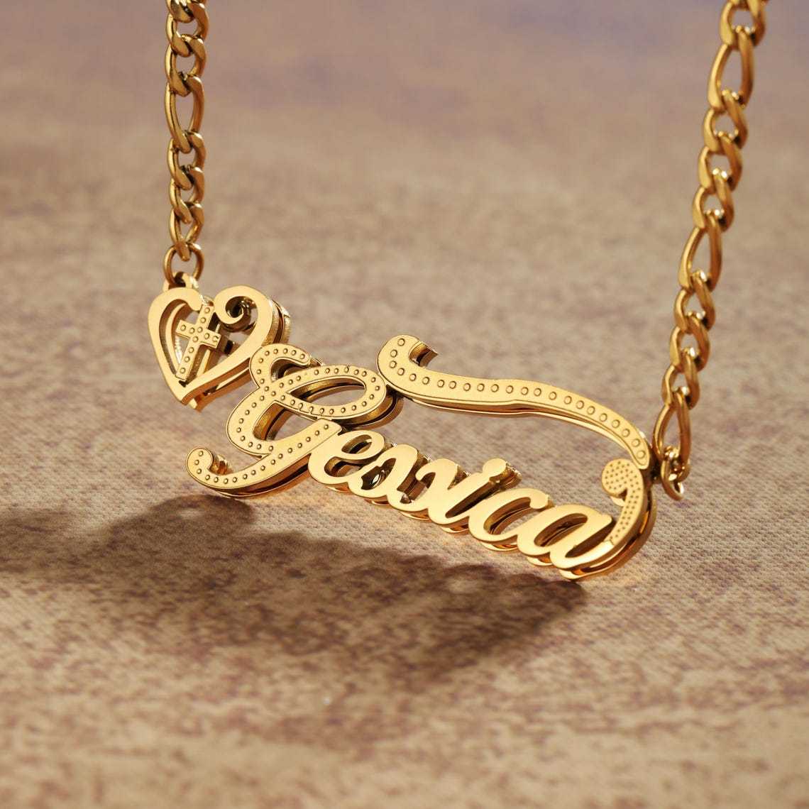 Cuban Chain Double Plate 3D Name Necklace