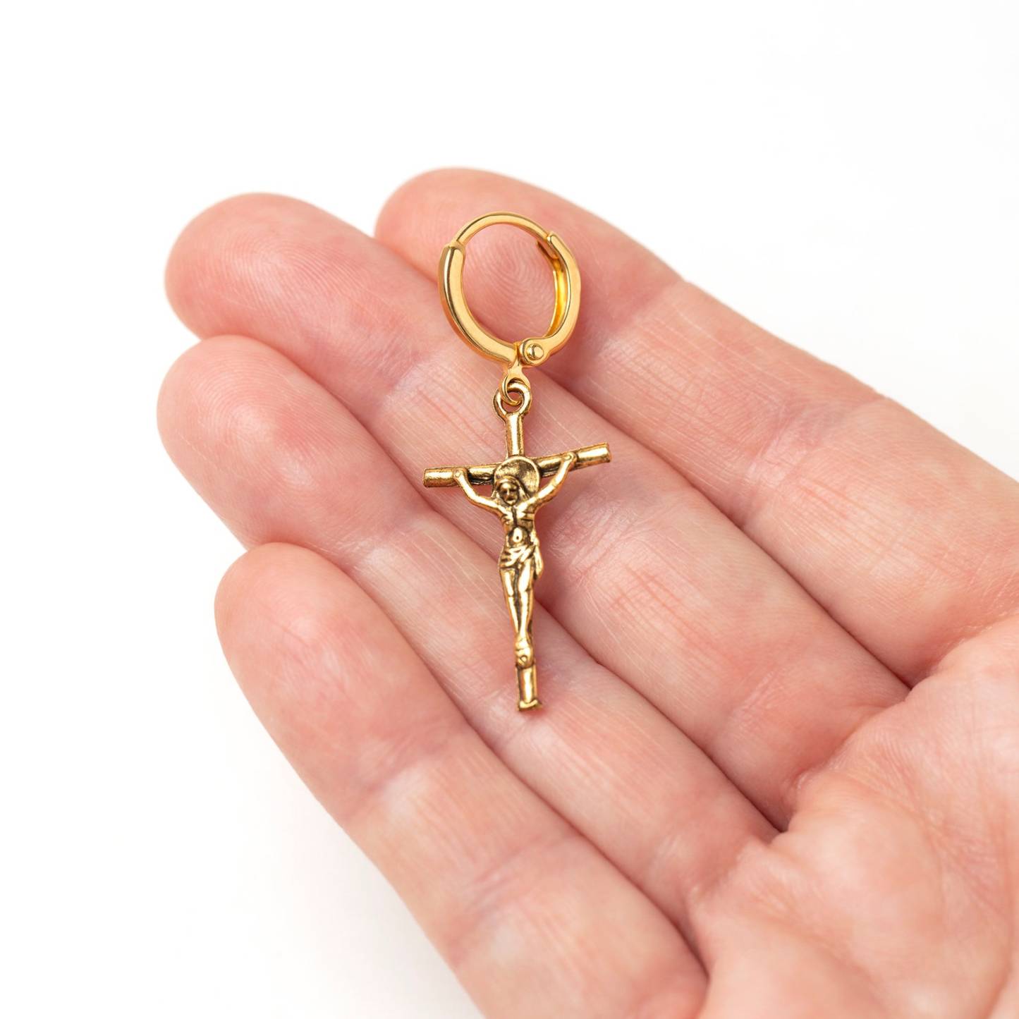 Gold Plated Crucifix Earrings Cross Christian Jewelry