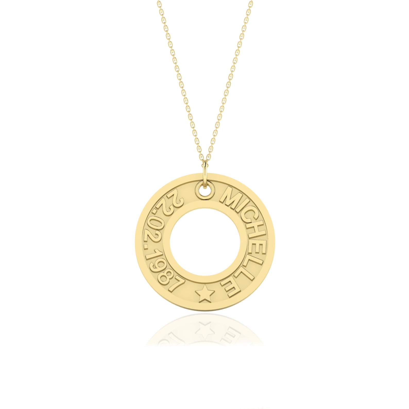 Custom Open Circle Name Date Necklace