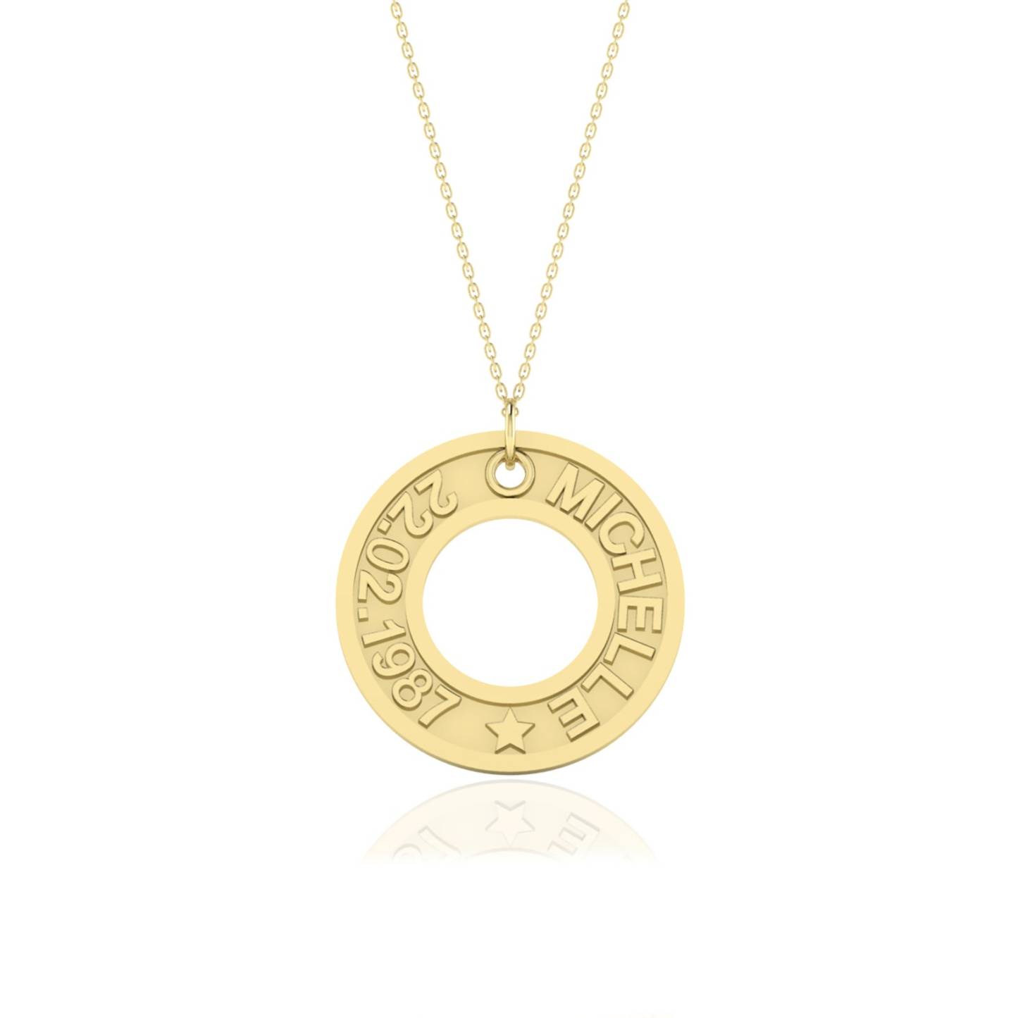 Custom Open Circle Name Date Necklace