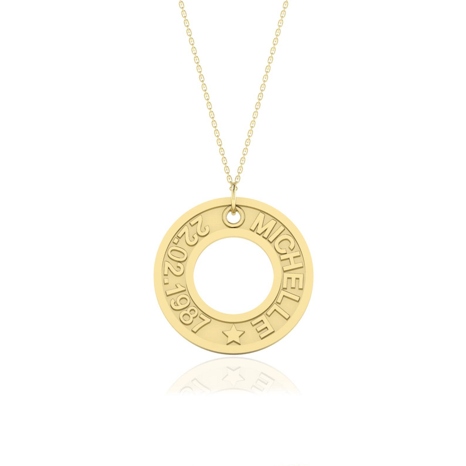 Custom Open Circle Name Date Necklace