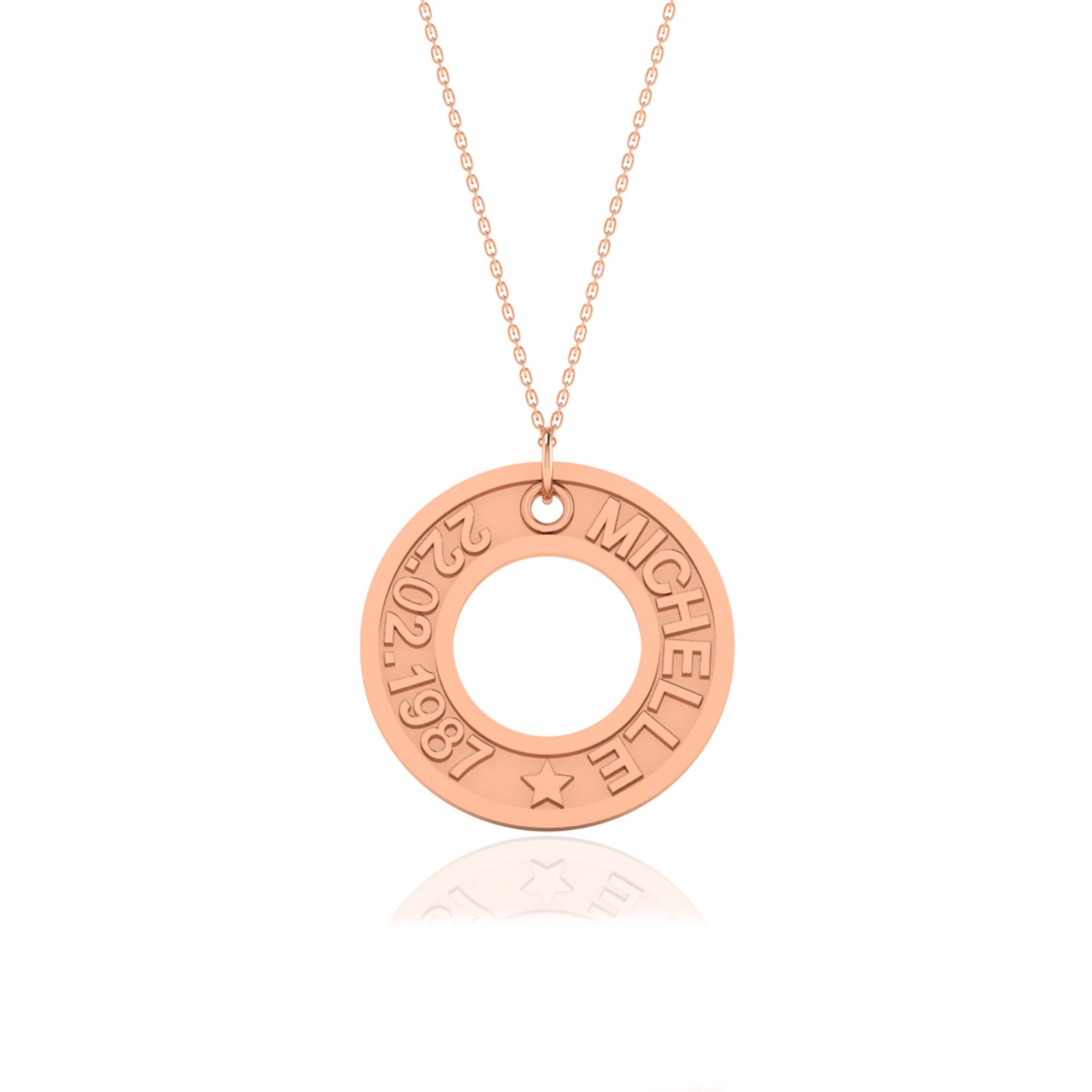 Custom Open Circle Name Date Necklace