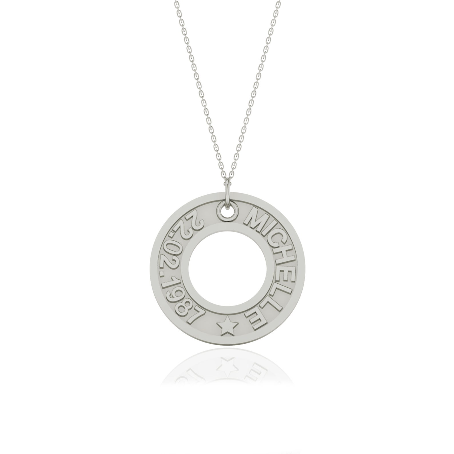 Custom Open Circle Name Date Necklace