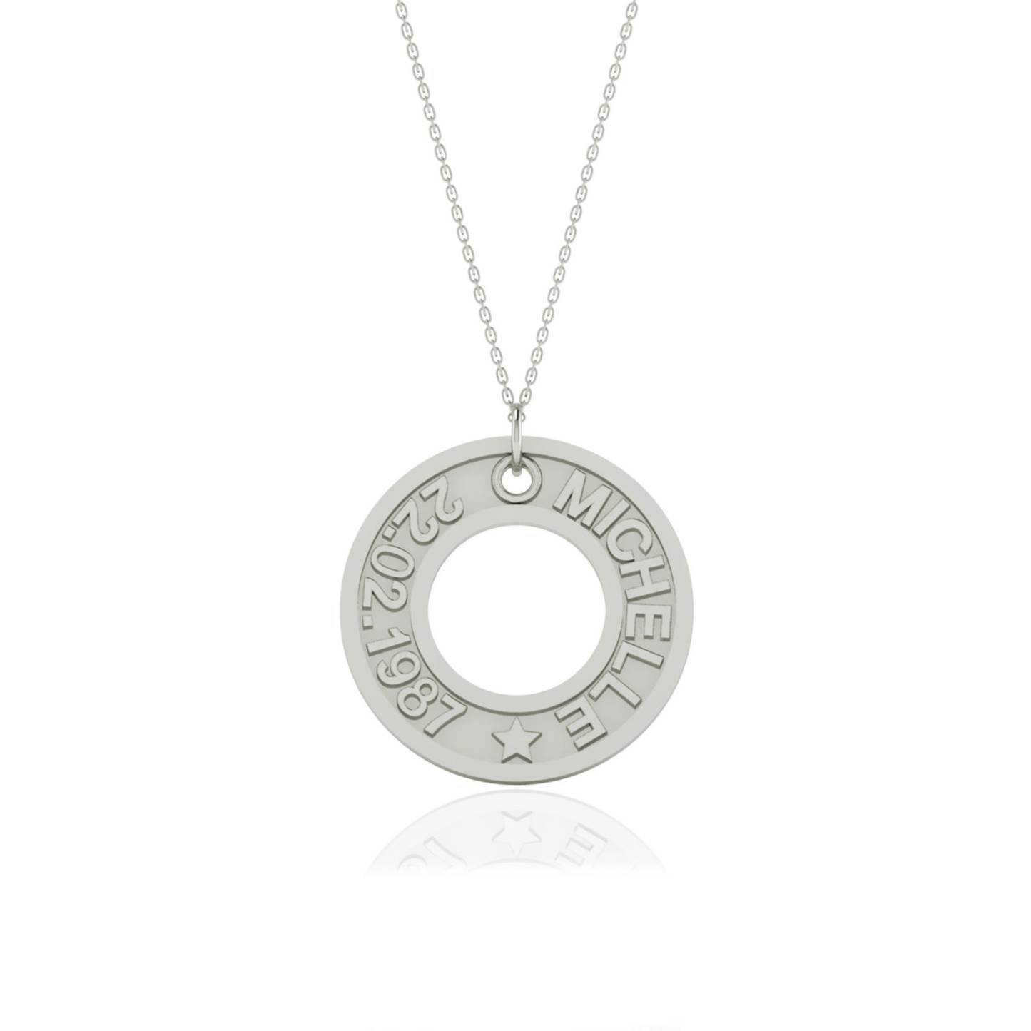 Custom Open Circle Name Date Necklace