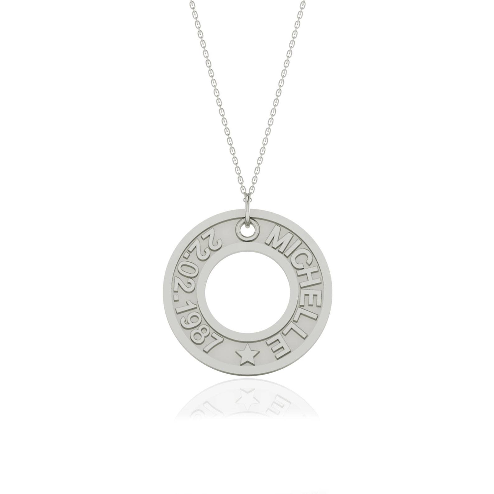 Custom Open Circle Name Date Necklace