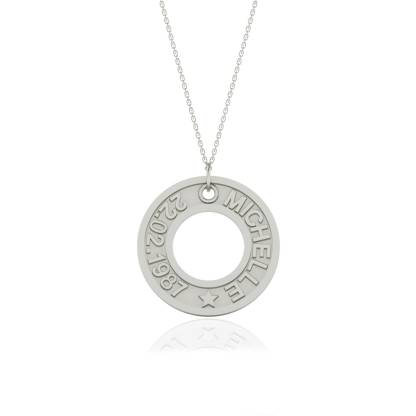 Custom Open Circle Name Date Necklace
