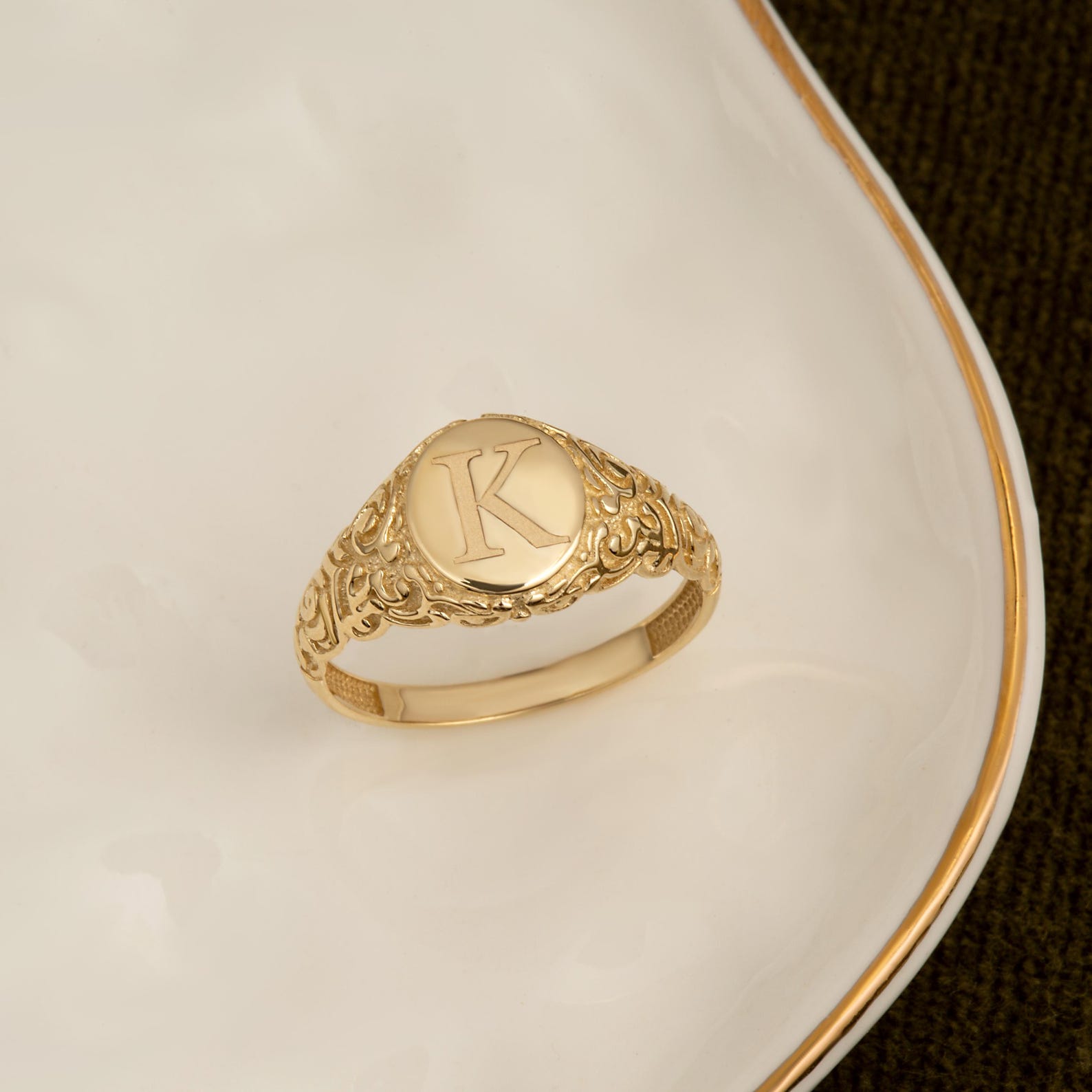 Custom Gold Plated Initial Ring