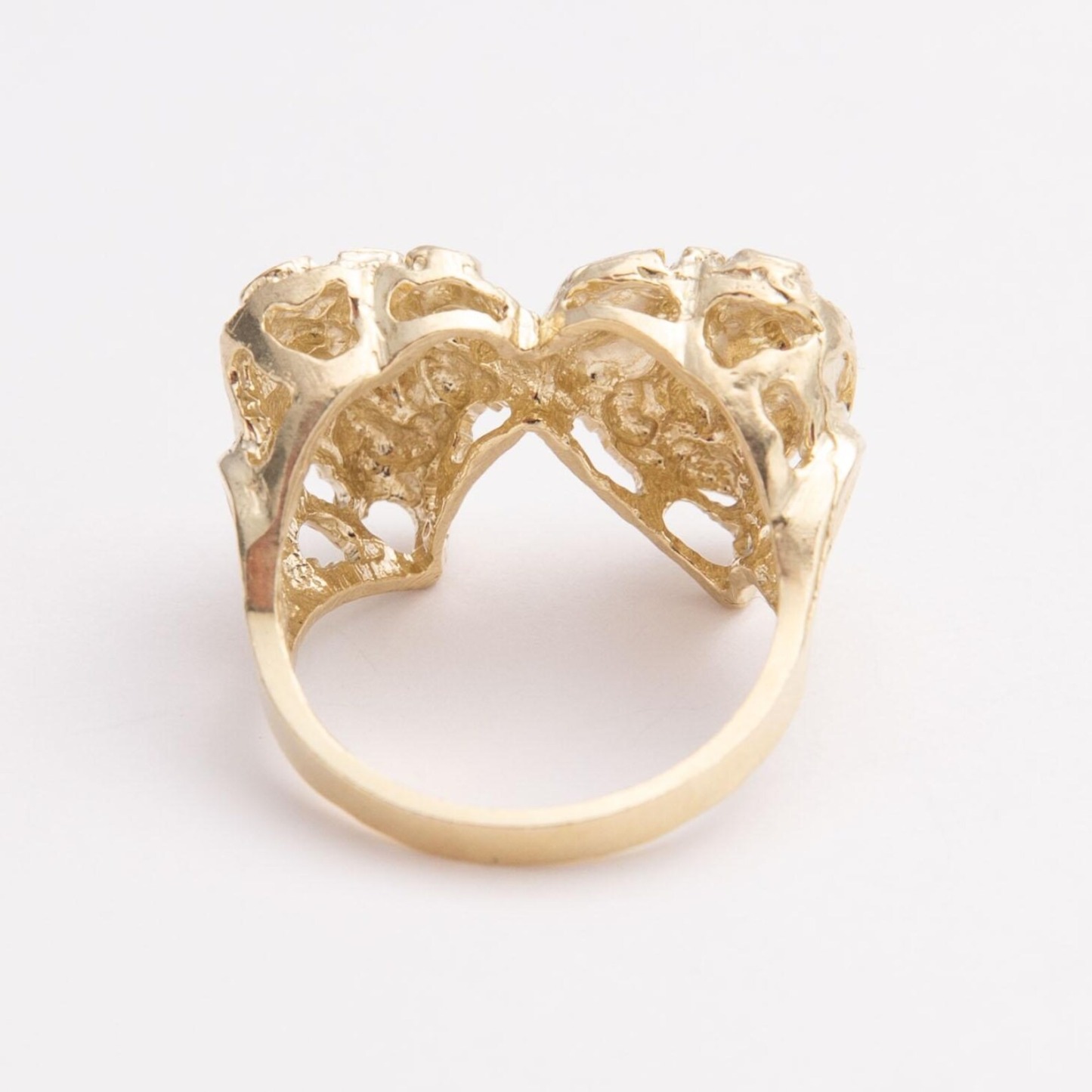Gold Diamond Cut Hearts Nugget Ring