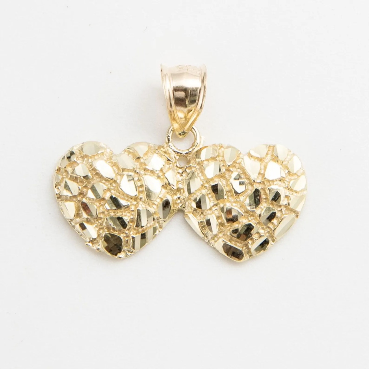 Gold Diamond Cut Hearts Nugget Pendant Necklace