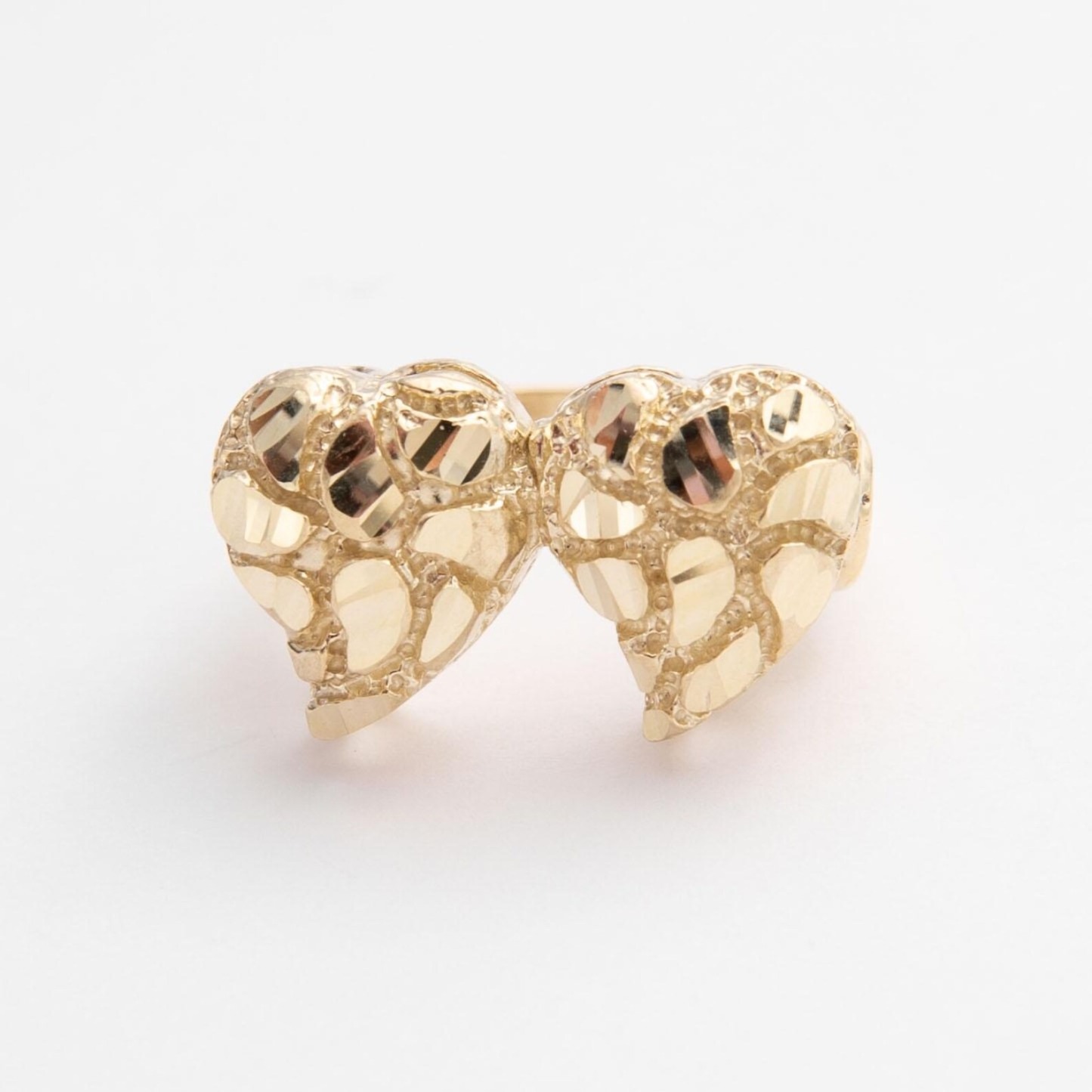 Gold Diamond Cut Hearts Nugget Ring