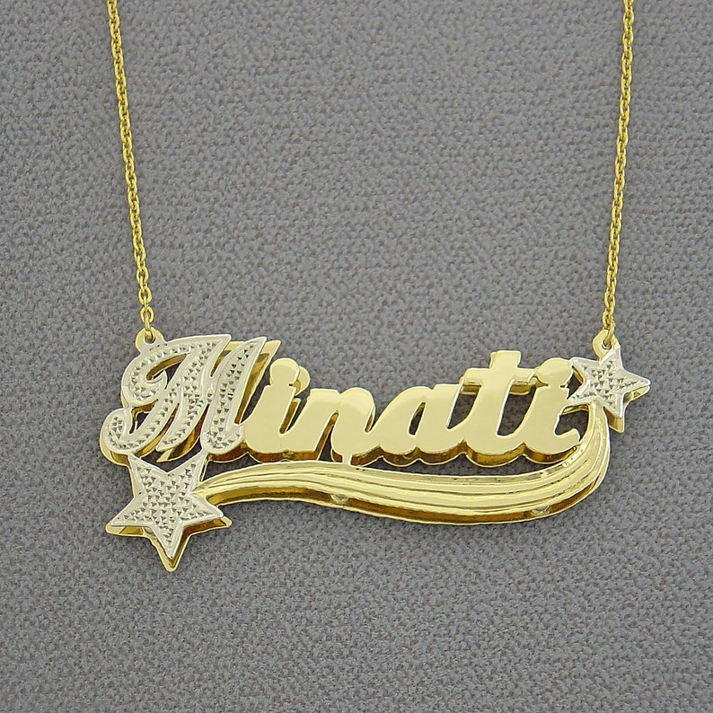 Double Plated Star 3D Name Necklace Two Tone Personalized Name Necklace