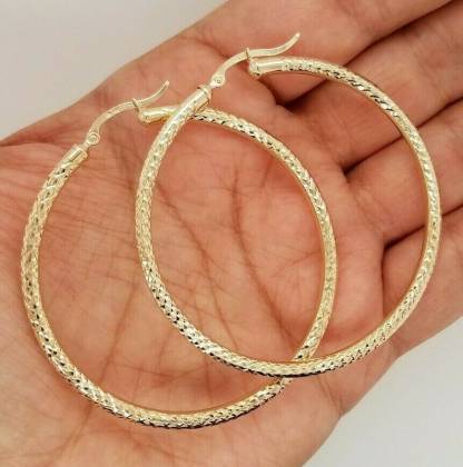 Diamond Cut Hoop Earrings Gold Plated Hoop Earrings