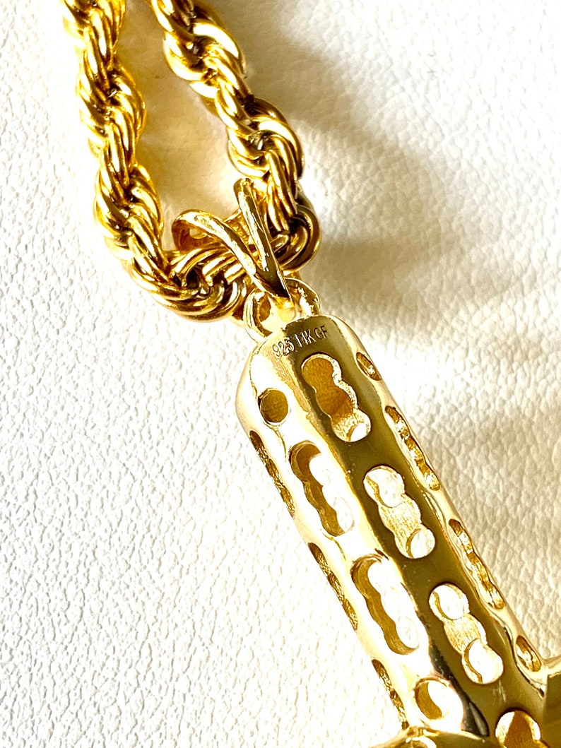Iced Hollow Cross Necklace Gold Plated Rope Chain Necklace