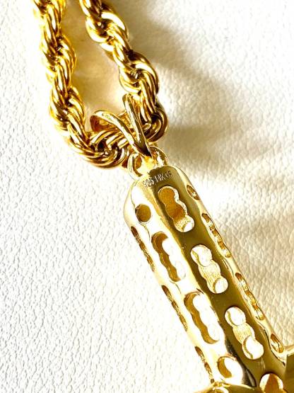 Iced Hollow Cross Necklace Gold Plated Rope Chain Necklace