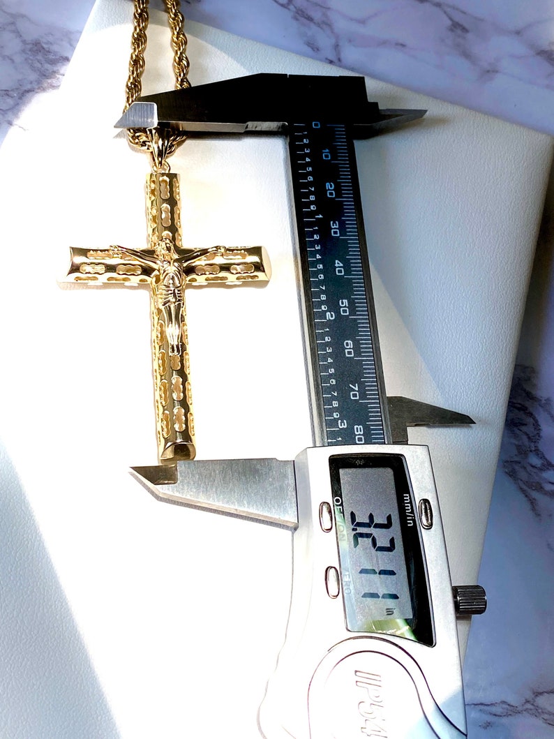 Iced Hollow Cross Necklace Gold Plated Rope Chain Necklace