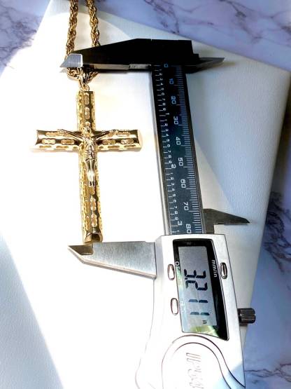 Iced Hollow Cross Necklace Gold Plated Rope Chain Necklace