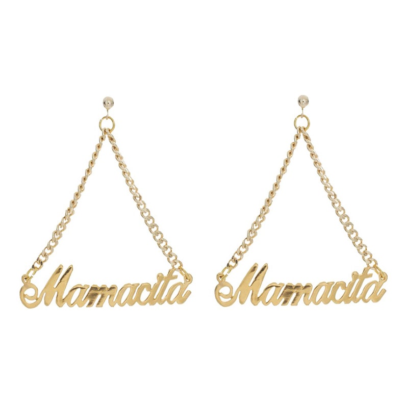 Personalized Gold Plated Triangle Name Earrings