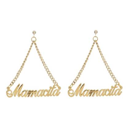 Personalized Gold Plated Triangle Name Earrings