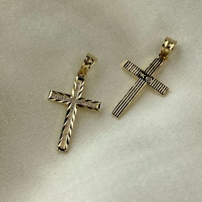 Gold Plated Diamond Cut Cross Pendant Rope Chain Cross Necklace