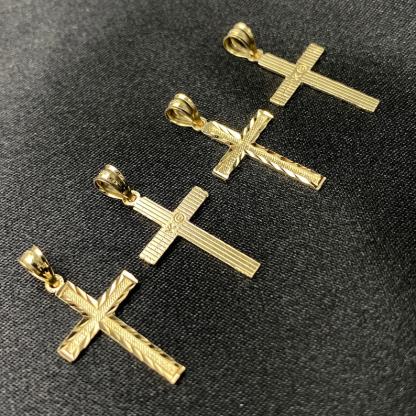 Gold Plated Diamond Cut Cross Pendant Rope Chain Cross Necklace