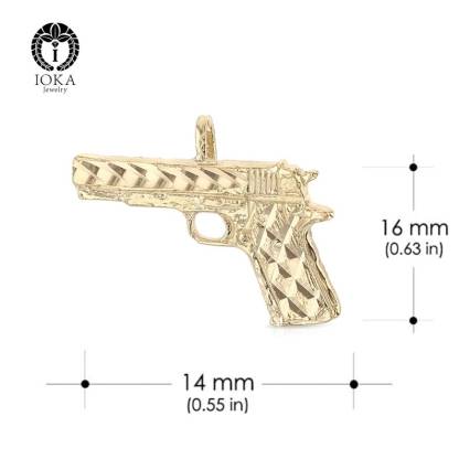 Gun Charm Pendant Necklace Gold Plated Nugget Necklace