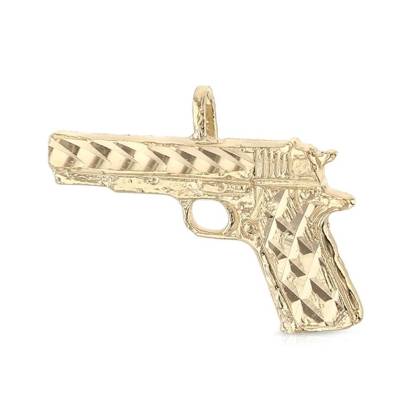 Gun Charm Pendant Necklace Gold Plated Nugget Necklace