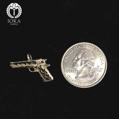 Gun Charm Pendant Necklace Gold Plated Nugget Necklace