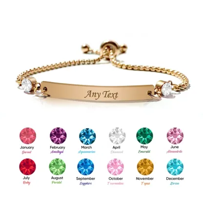 Personalized Birthstone Name Bracelets Engraved Bar Bracelet For Her
