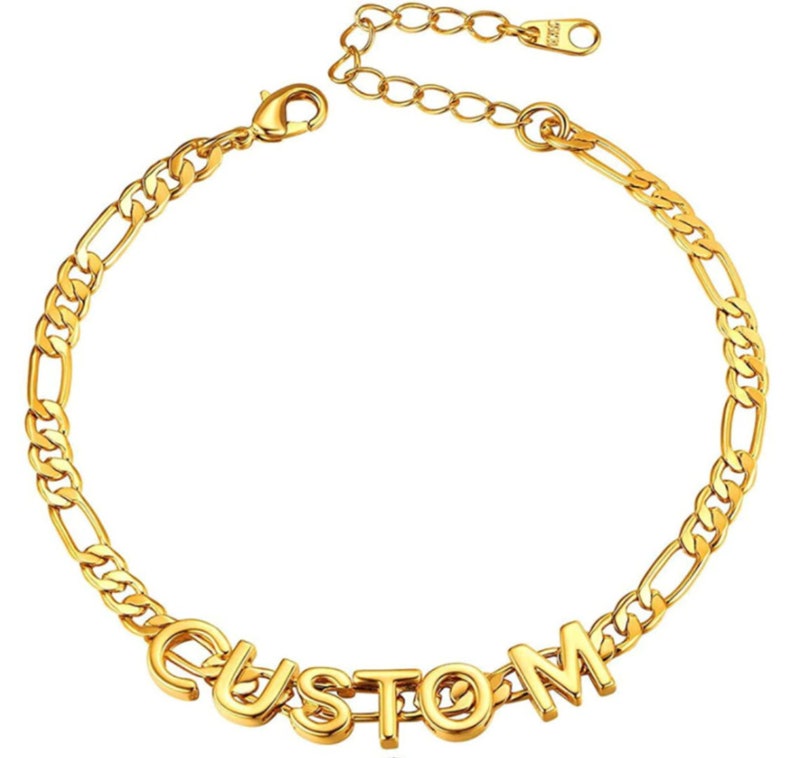 Figaro Chain Gold Plated Anklet Personalized Name Anklet